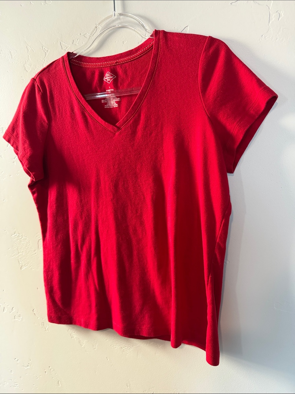 St. John's Bay Bright Red V-Neck Tee - Picture 6 of 6